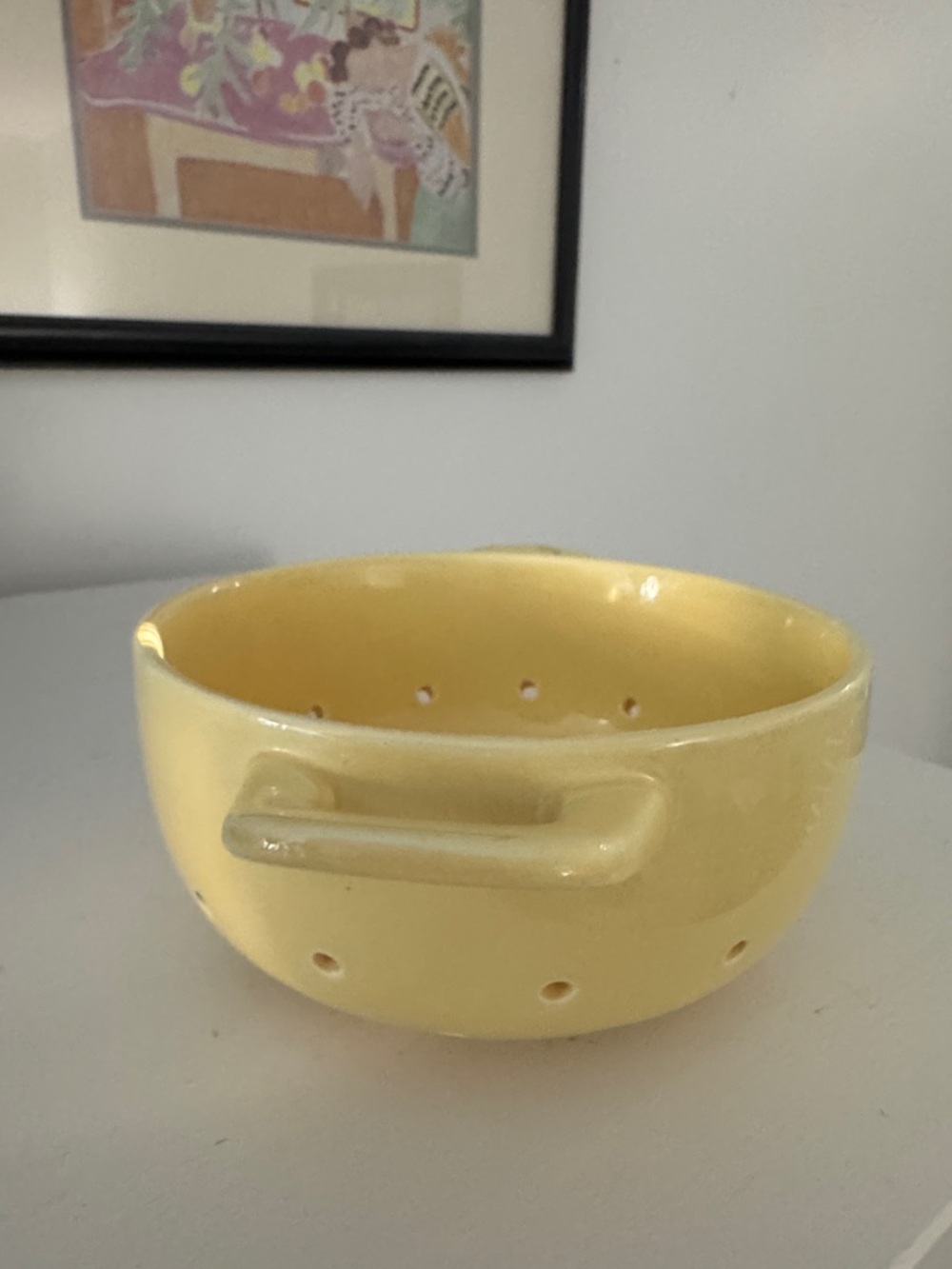 Yellow Small Ceramic Colander - Dual Handle Kitchen Strainer - Picture 5 of 7